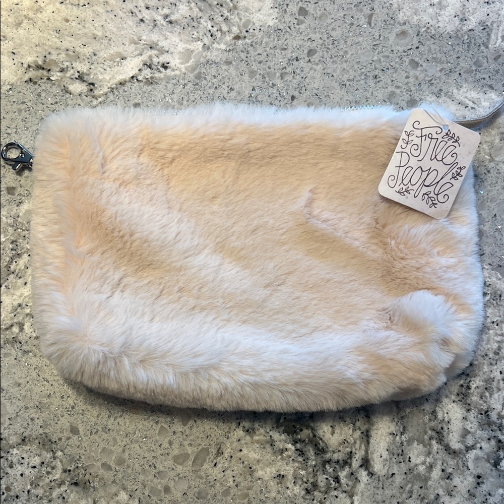 Free People Faux Fur Clutch in White 10" X 7" NWT